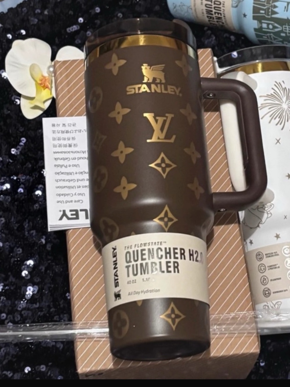 Brown & Gold Monogram Quencher Tumblers (Set of 3) - Picture 5 of 16